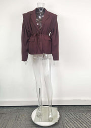 Plus Size Tie Up Loose V Neck Coats GHHE 29782