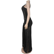 See Through Lace Sling Maxi Dress BY 7705