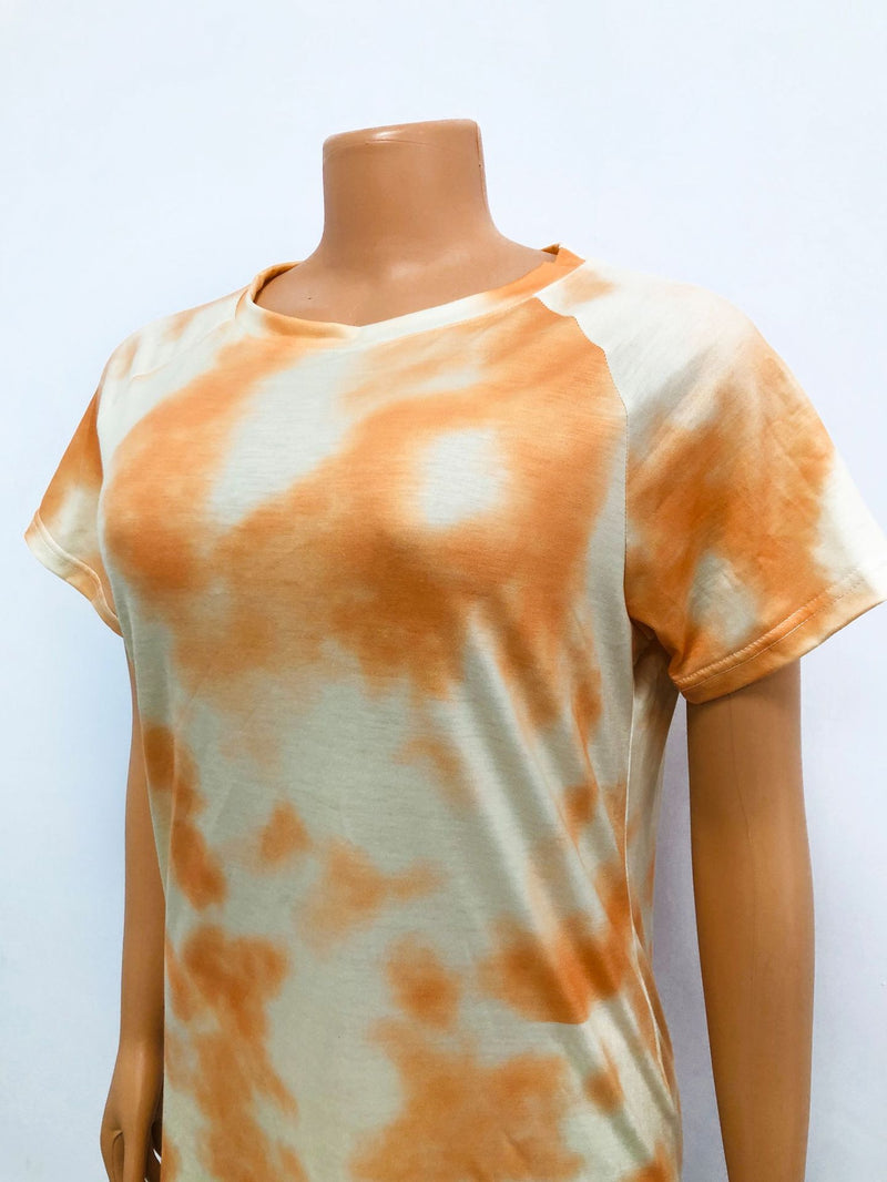 Casual Sports Tie Dye Short Sleeve Shorts Two Piece Set GOSD OS6074