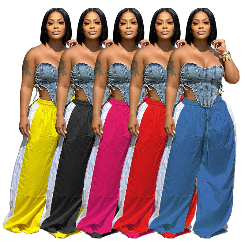 Contrast Color Patchwork Loose Casual Pant IV 8510