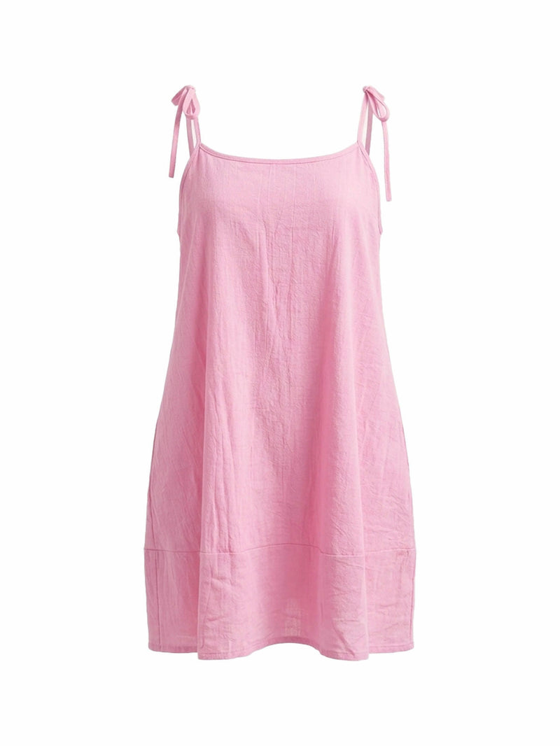 Solid Color Sling Loose Casual Dress QYMF TY033