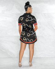 Plus Size Fashion Slim Print Short Sleeve Shirt LS 0341