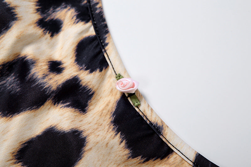 Leopard Print Sling Top Two Piece Shorts Set GZJQ K25S90878