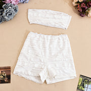 Solid Color Wrap Chest Tops Shorts 2 Piece Set GFRT 42023SBG