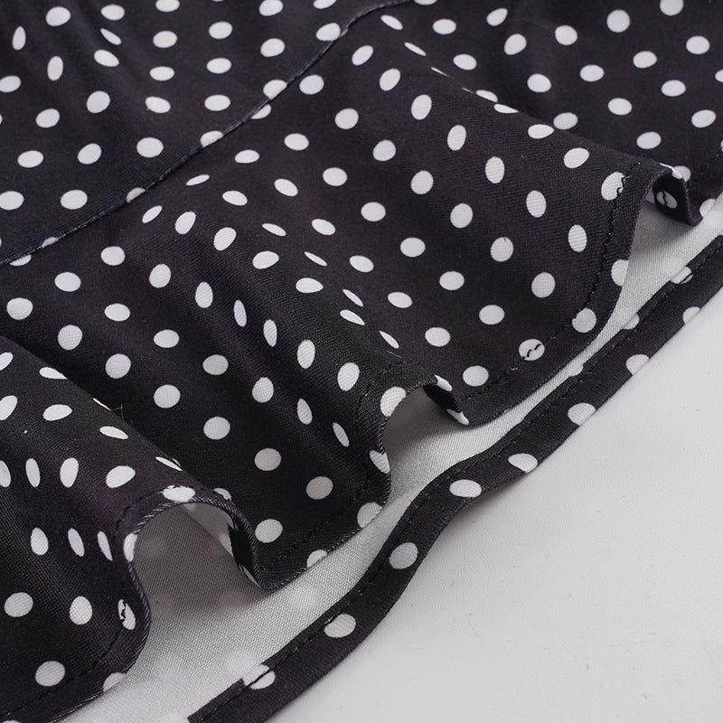 Polka Dot Print Lace Patchwork Sling Maxi Dress GPKJ MR51282