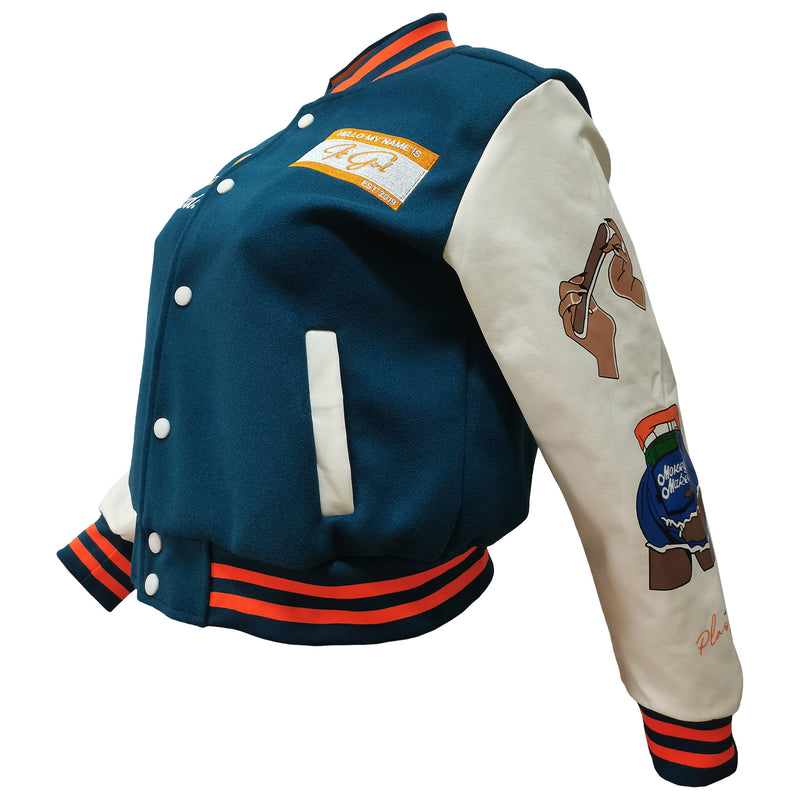 Thickened Embroidered Color Block Baseball Jacket CM 001