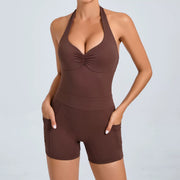 Halterneck Solid Color Yoga Sport Romper GQSA 51001
