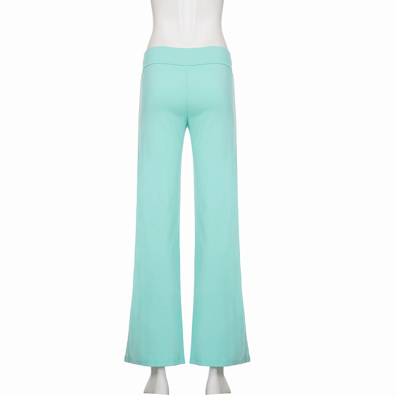 Solid Color Wide Leg Knits Pants GPKJ MR50455