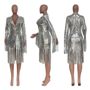 Solid Color Tassel Sequin Coats TR 1215