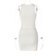 Solid Color Hollow Out Sleeveless Two Piece Skirt Set BLG S3211721K