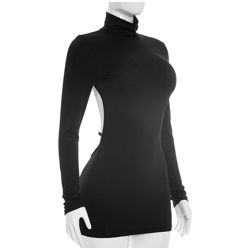 Solid Color Long Sleeve Backless Mini Dress GSZM D26DS232