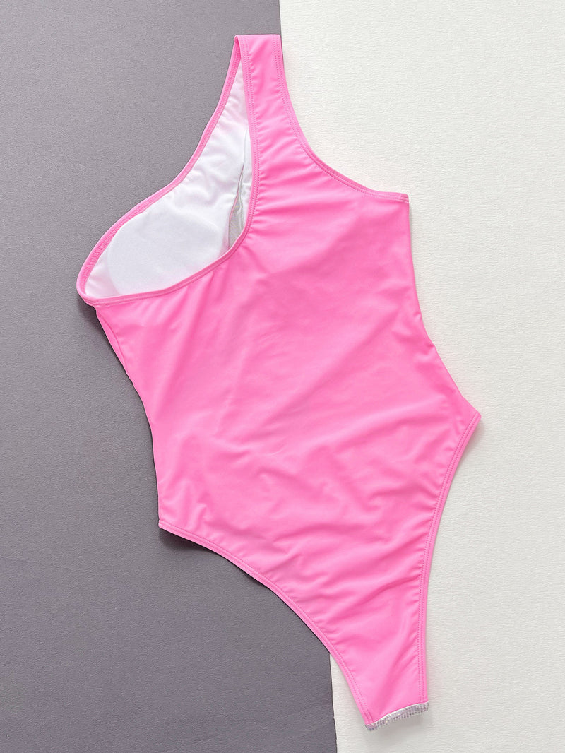 Mesh Splice One Piece Swimsuit CSYZ D99WY