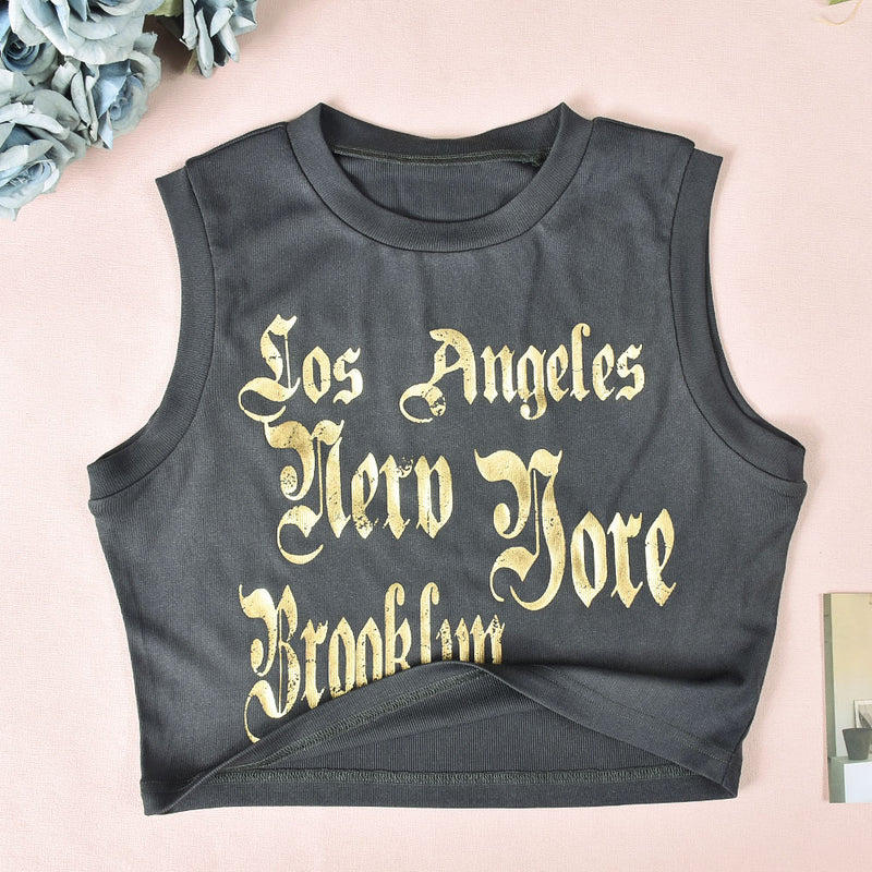 Print Sleeveless T Shirts GBTF 31631THY