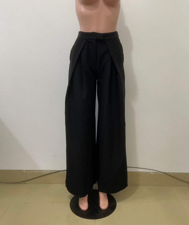 Solid Color High Waist Wide Leg Pants QODY 6074