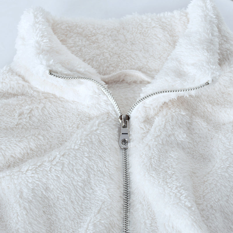 Long Sleeve Warm Plush Zipper Sweatshirt GNZD 8030DN