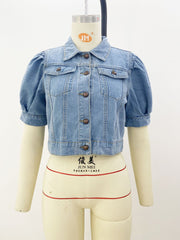 Bubble Short Sleeve Fashion Denim Coat GQDH 1066
