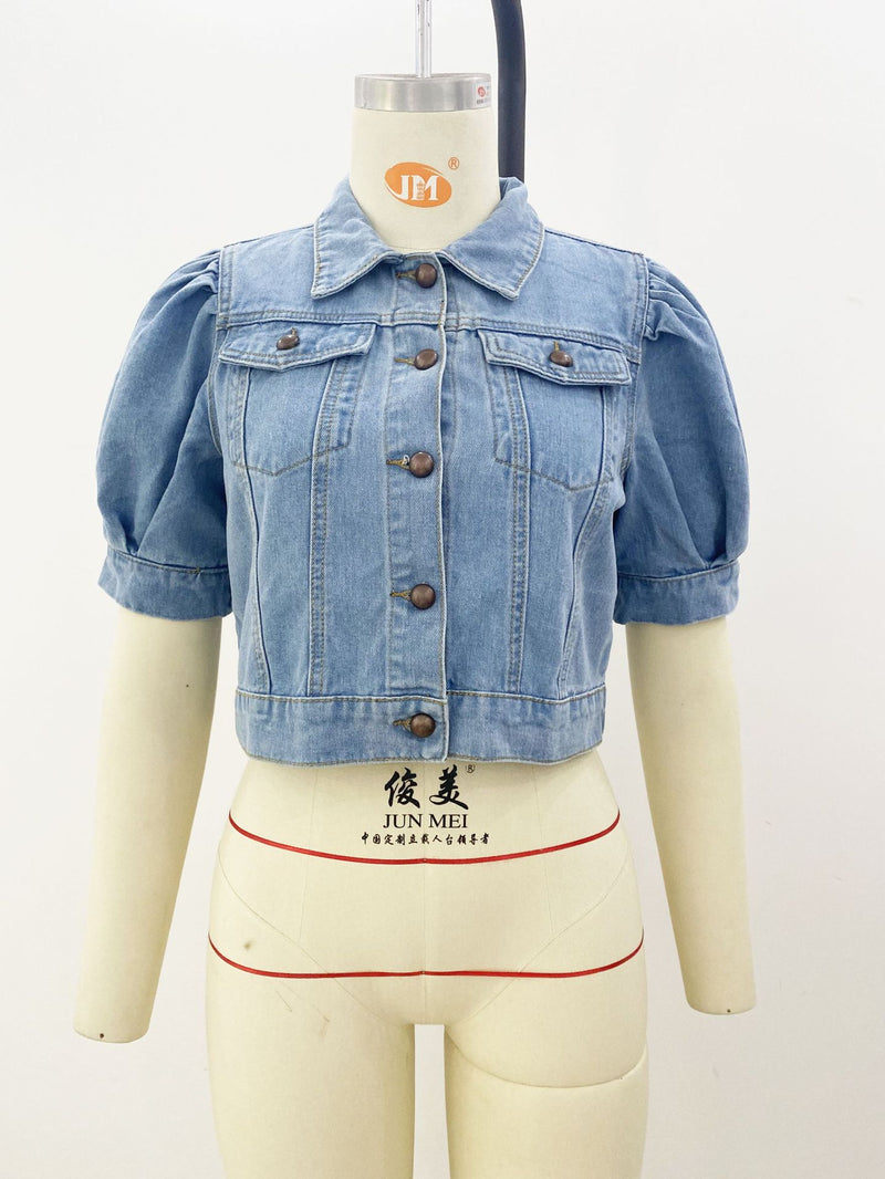 Bubble Short Sleeve Fashion Denim Coat GQDH 1066