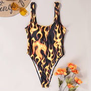 Flame Print Sleeveless One Piece Swimsuit DYSC DY9108031