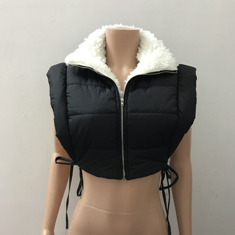 Plus Size Solid Color Cashmere Reversible Wear Cotton Vest BN 9440