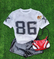 Print Mesh Sport Sweater Tops YWXS XS XSL44614