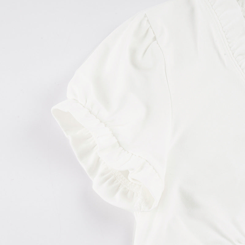 Solid Color Short Sleeve Short T Shirt GPKJ MR49162