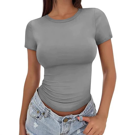 Plus Size Short Sleeve Solid Color T Shirt GYWO 55001