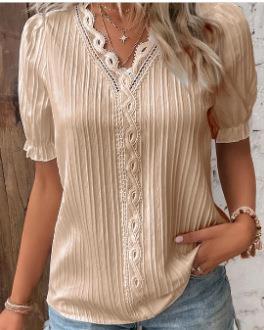 Plus Size Fashion Short Sleeve Blouses GSZE ST23053