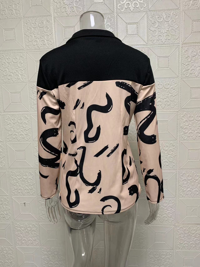 Long Sleeve Single breasted Printed Lapel Coat GYSM W0708