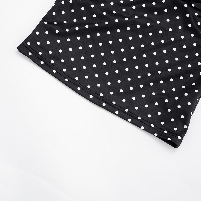 Polka Dot Print Tube Top Mini Skirt 2 Piece Set GDSF D26ST233