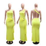 Slingle Shoulder Solid Color Bodycon Dress CYA 902279