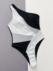 Mesh Splice One Piece Swimsuit CSYZ D99WY