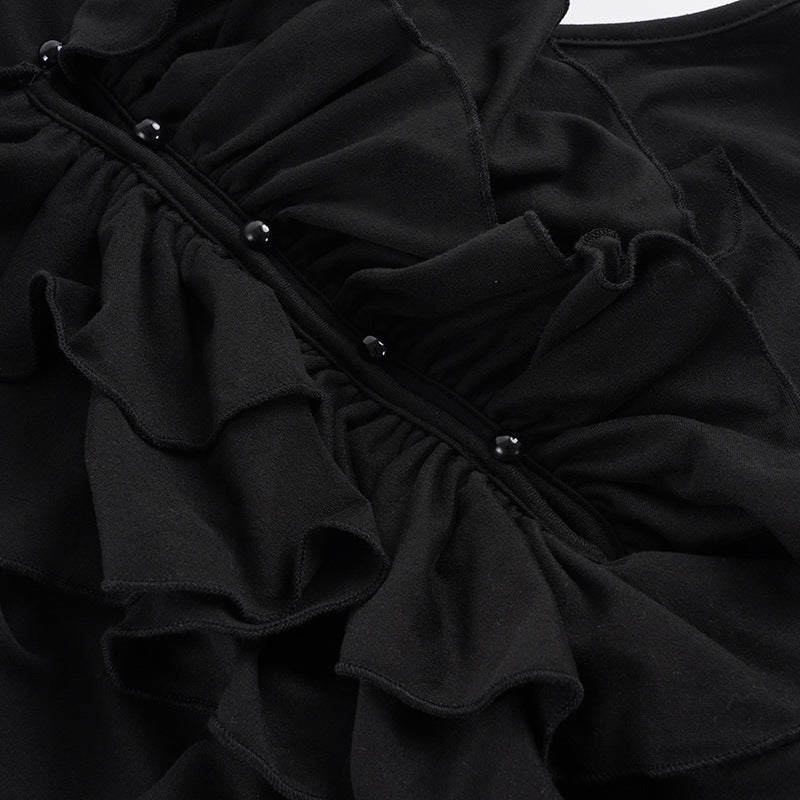 Sleeveless Ruffles Ruched Mini Dress GPKJ MR49728