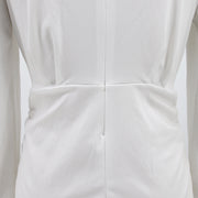 Solid Deep V Neck Drawstring Ruched Bodycon Dress HNIF 076