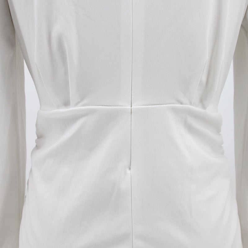 Solid Deep V Neck Drawstring Ruched Bodycon Dress HNIF 076