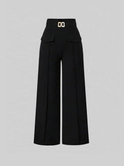 Metal Clasp Loose Straight Pants SH 391468