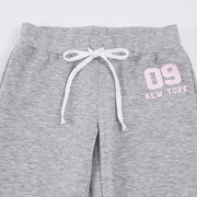 Letter Print Drawstring Micro Flare Pants GPKJ MR46918