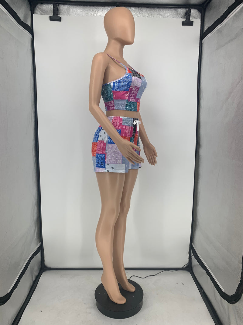 Paisley Print Cami Top And Shorts 2 Piece Sets GLF 8134