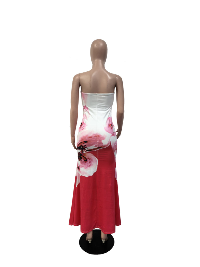 Sexy Printed Off Shoulder Maxi Dress MZ 26021