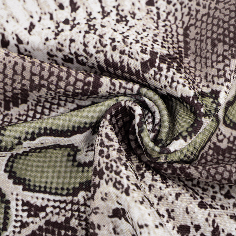 Snake Print Short Sleeve Tight Seventh Jumpsuit GDSF J26JP152