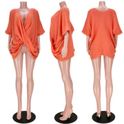Solid V Neck Loose Blouse Top ASL 6576