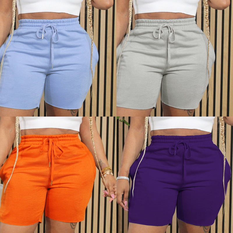 Solid Color Drawstring Casual Shorts SFY 405