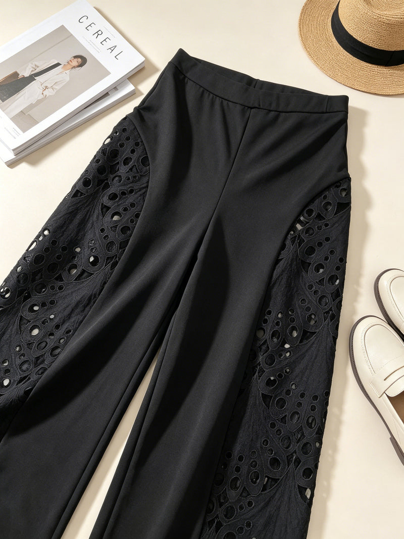 Lace Hollow Out High Waist Wide Leg Pants LSD 2768
