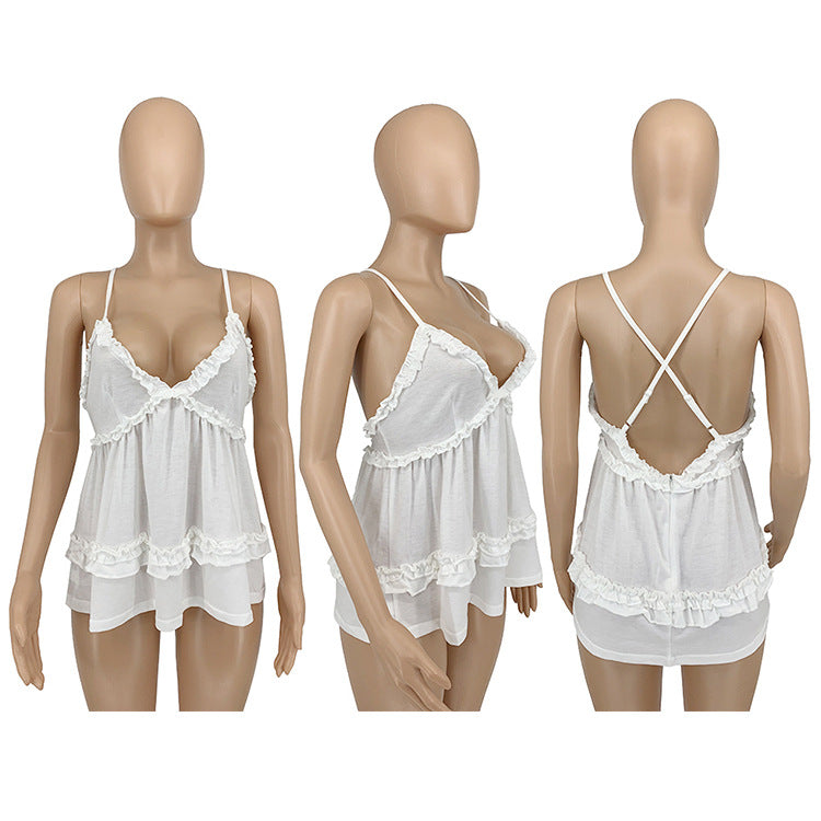 Sexy V Neck Backless Cross Strap Top GLF 10102