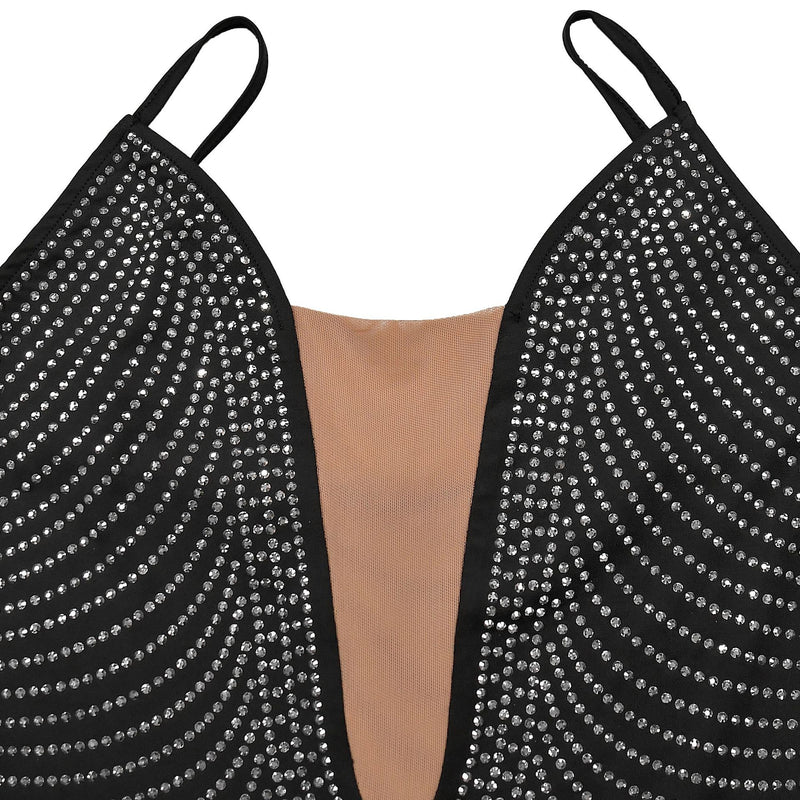 Sexy Deep V Neck Hot Drill Mini Dress BY 7348