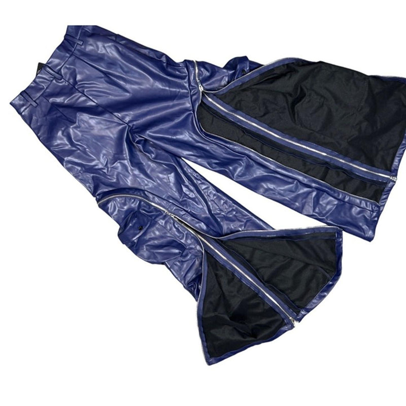 Zip Off Multi Pocket Leather Pants YMEF 58035