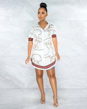 Plus Size Fashion Slim Print Short Sleeve Shirt LS 0341