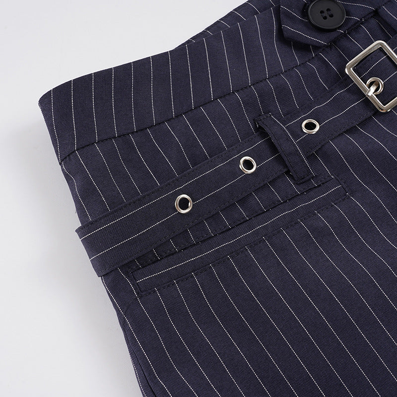Fashion Stripe Belt Straight Pants GPKJ MR49906
