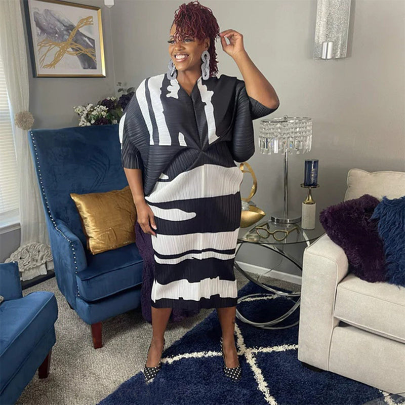 Fashion Print Bat Sleeve Maxi Dress YF 10263