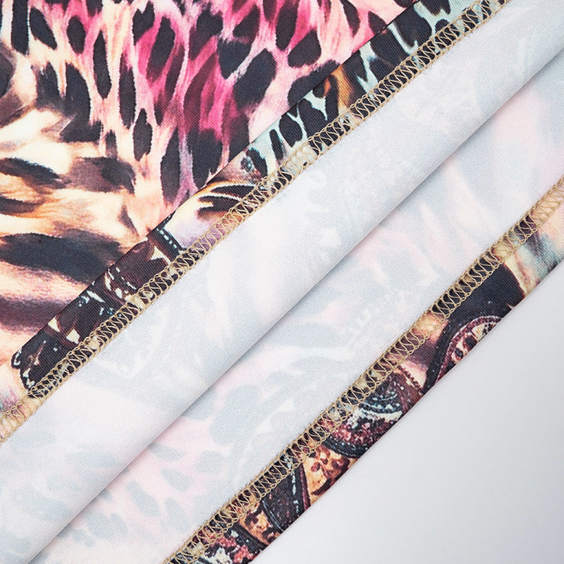 Leopard Print Long Sleeve Backless Mini Dress GSZM D26DS306