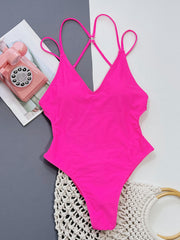 Solid Color Backless One Piece Swimsuit CSYZ C927R